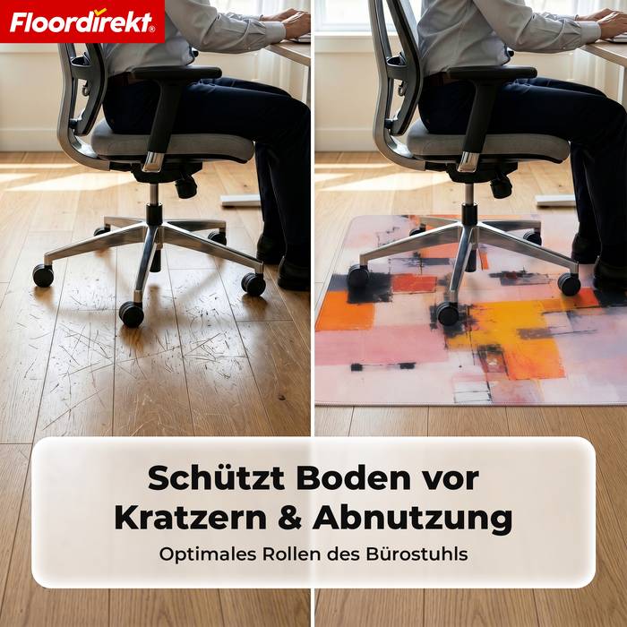 FLOORDIREKT Design Bodenschutzmatte Havanna - Strapazierfähige Bürostuhlunterlage aus Spezial PVC - 80 x 118 cm