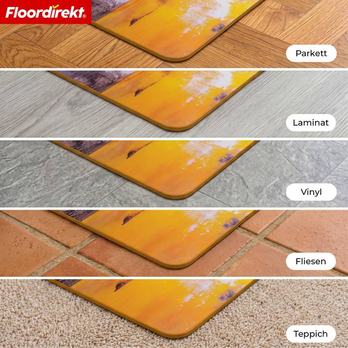 FLOORDIREKT Design Bodenschutzmatte Sunfield - Strapazierfähige Bürostuhlunterlage aus Spezial PVC - 80 x 118 cm