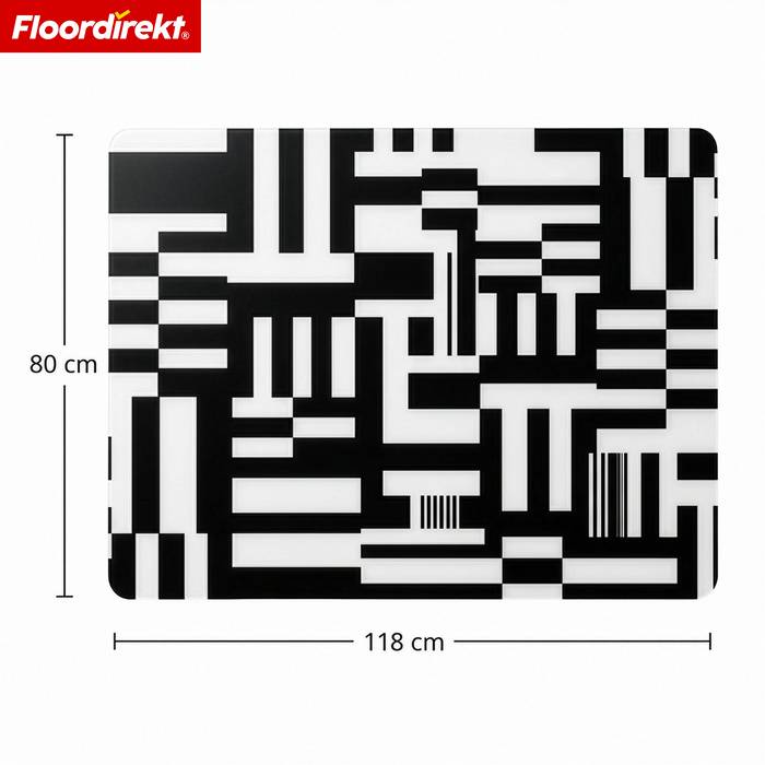 FLOORDIREKT Design Bodenschutzmatte Blackprint - Strapazierfähige Bürostuhlunterlage aus Spezial PVC - 80 x 118 cm