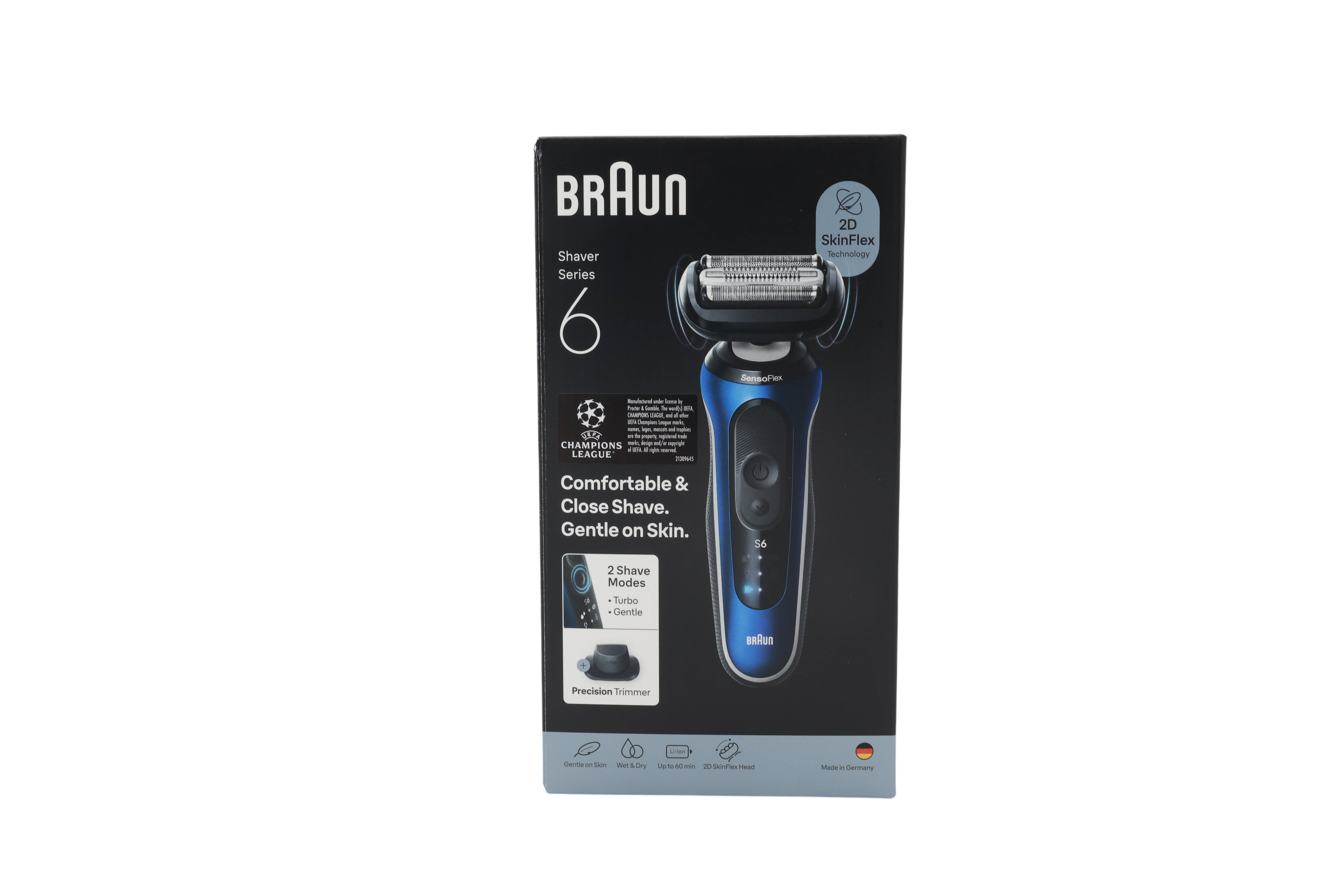 Braun 62-B1200s Series 6 Elektrorasierer, blau/schwarz