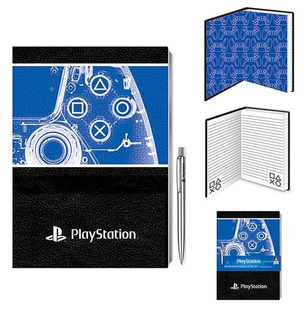 Hochwertiges A5-Notizbuch mit Playstation-Biros 21 x 15 cm