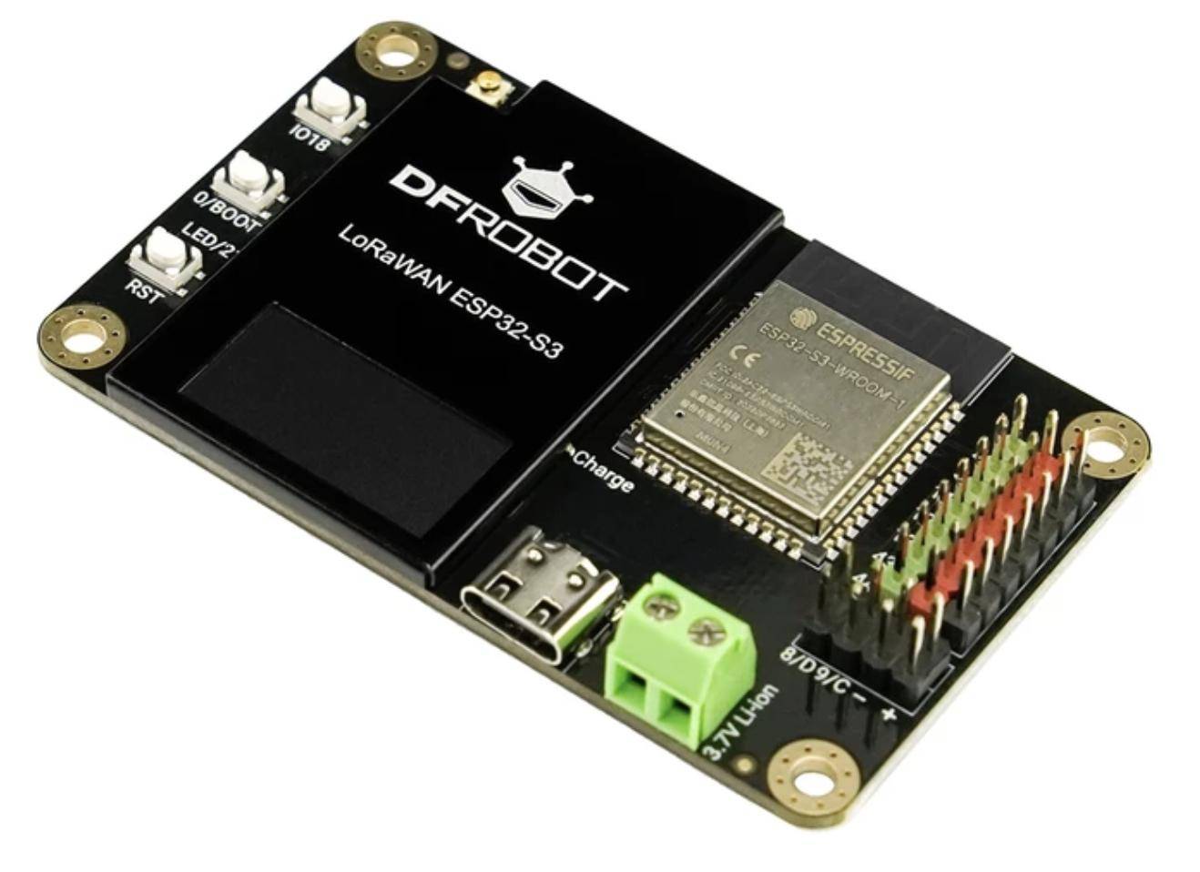 DFRobot ESP32-S3 LoRaWAN Board, SX1262, 0,96″ Display, Tasten, I2C, WiFi Bluetooth, 16dBm, 137dBm