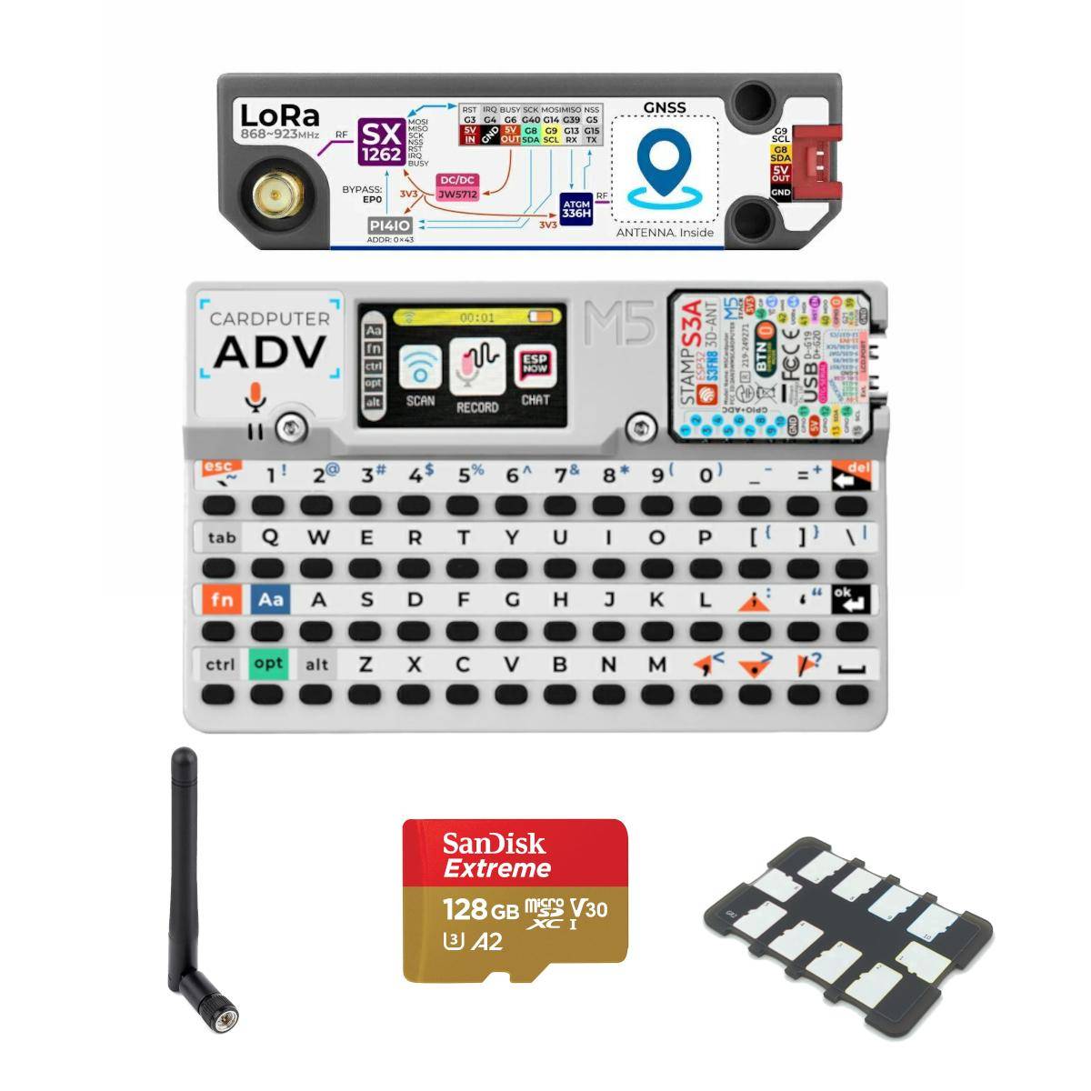 M5Stack Cardputer, ESP32-S3, programmierbarer Taschencomputer mit Tastatur & Display - Auswahl: Cardputer LoRa Bundle