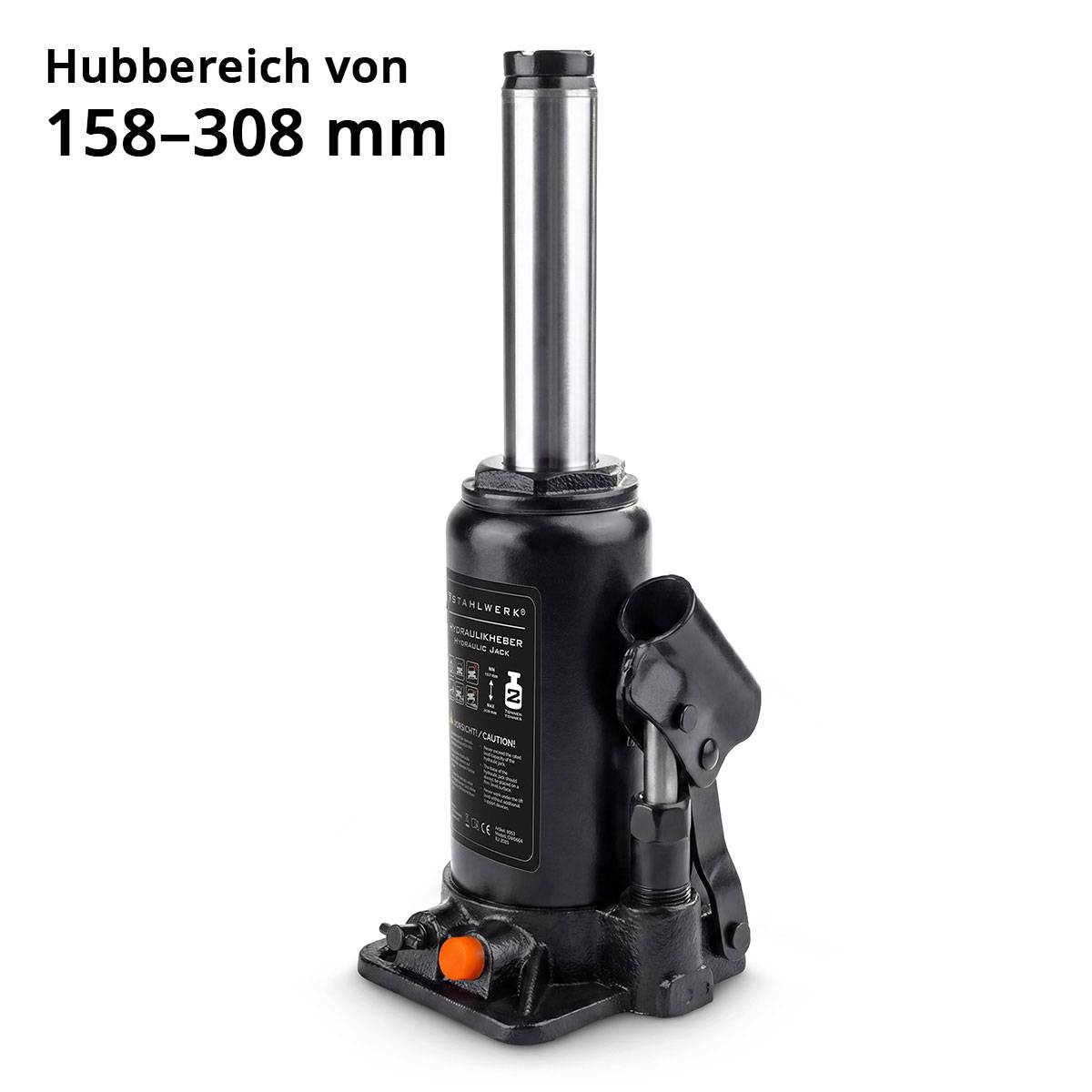 STAHLWERK Hydraulikheber 2 T 158 - 308 mm Stempelwagenheber Autoheber Wagenheber