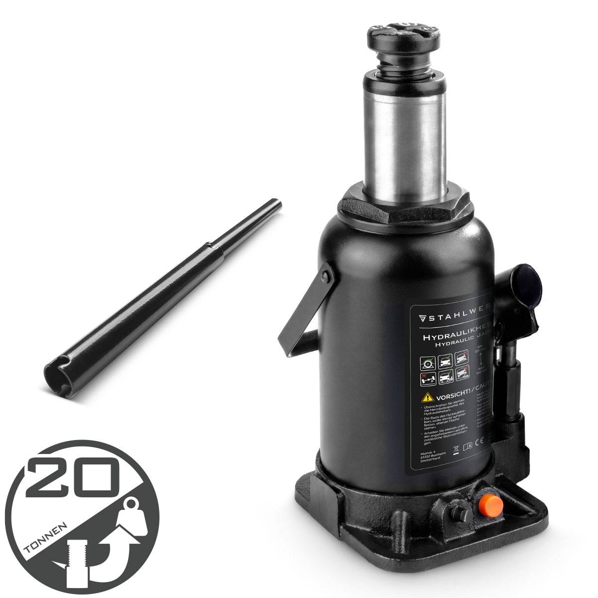 STAHLWERK Hydraulikheber 20 t 235-440 mm Stempelwagenheber Autoheber Wagenheber