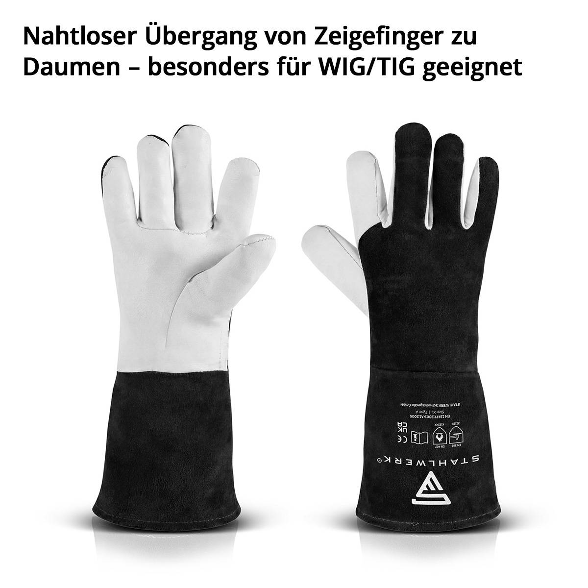 STAHLWERK Schweißerhandschuhe Echtleder XL Hitzeschutzhandschuhe Typ A feuerfest