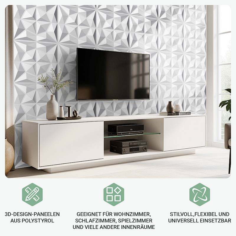 3D Wandpaneele 30*30cm Weiß Diamant Design PVC Selbstklebende Wandverkleidung Innen