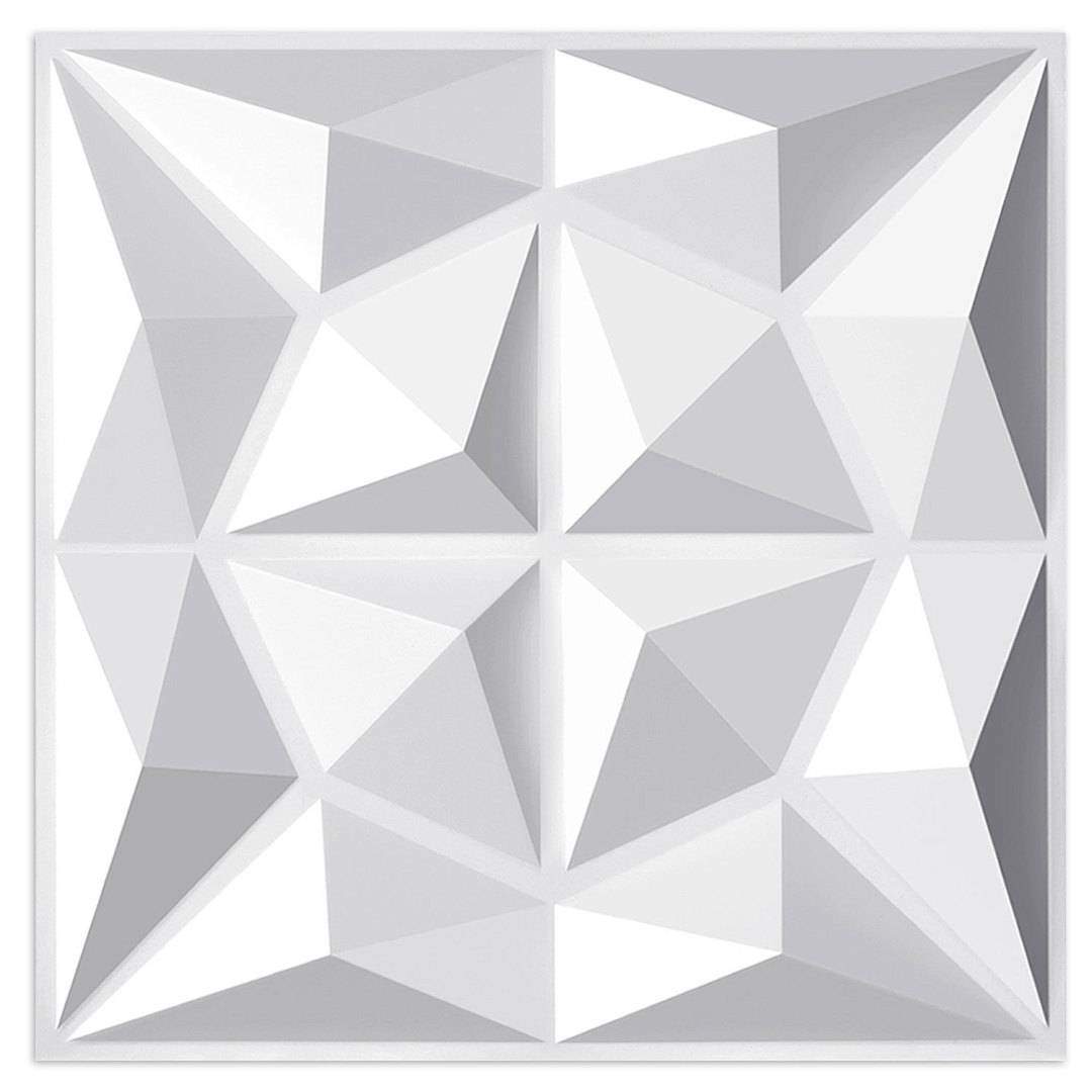 3D Wandpaneele 50*50cm Weiß Diamant Effekt PVC Wanddeko Platten für Innenräume