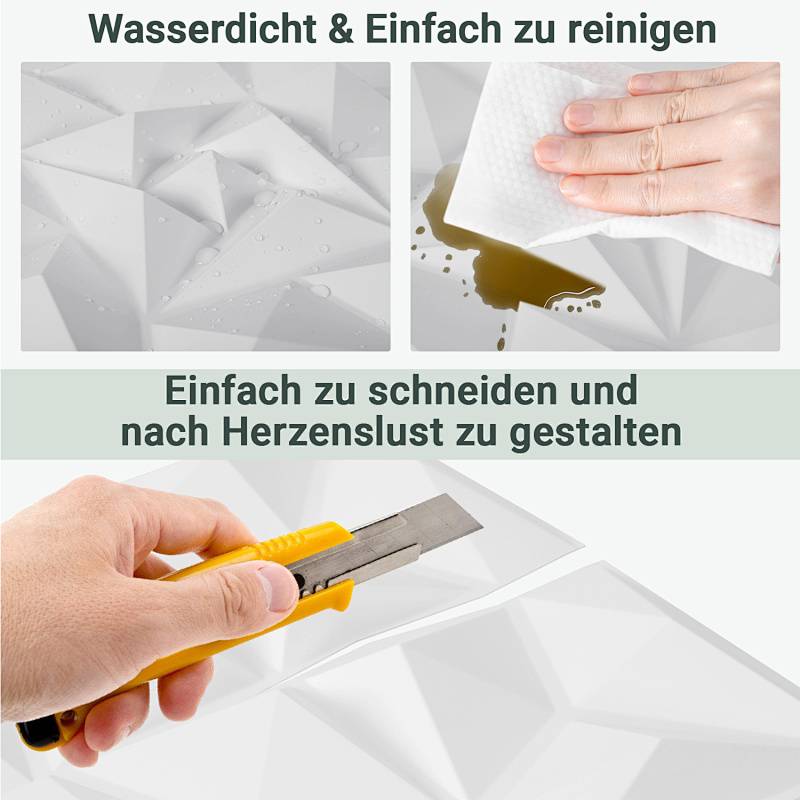 3D Paneele Weiß 50*50cm Wirbel Struktur PVC Moderne Wanddeko Innenbereiche