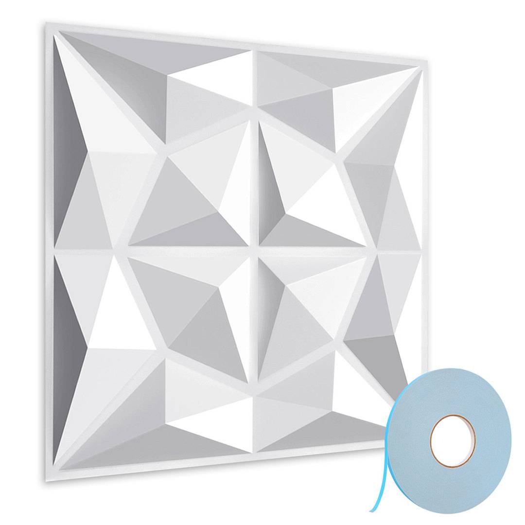 3D Wandpaneele 30*30cm Weiß Diamant Design PVC Selbstklebende Wandverkleidung Innen