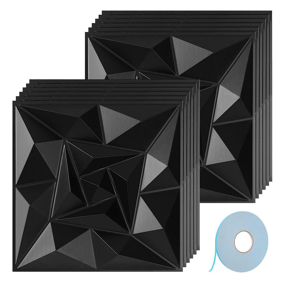 3D Wandpaneele Schwarz 30*30cm Wirbel Design PVC Selbstklebende Wanddeko Kunstvoll