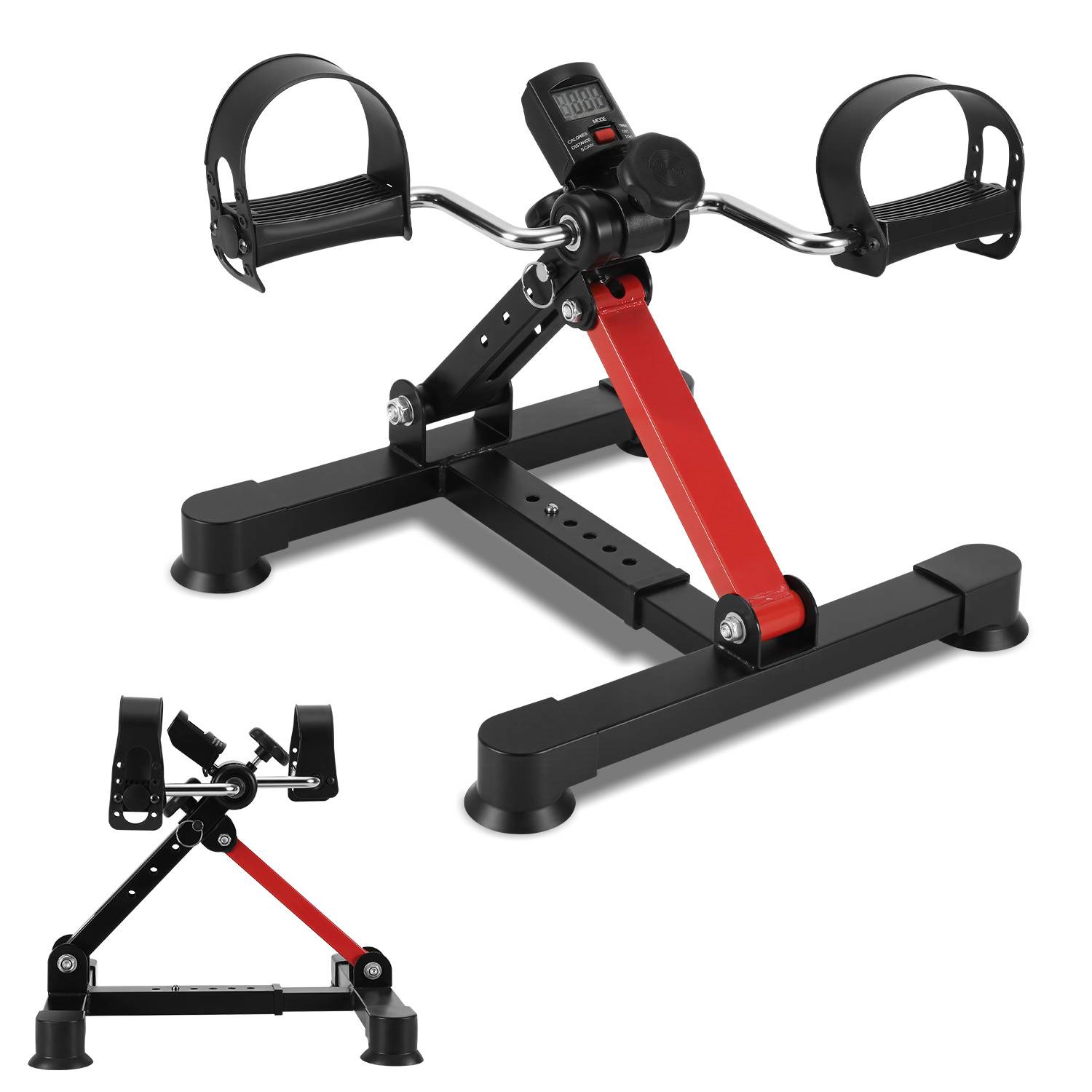 Mini-Heimtrainer Fitness Fahrrad Pedaltrainer, Armtrainer Beintrainer mit LCD, verstellbarer Widerstand, höhenverstellbar, rutschfest