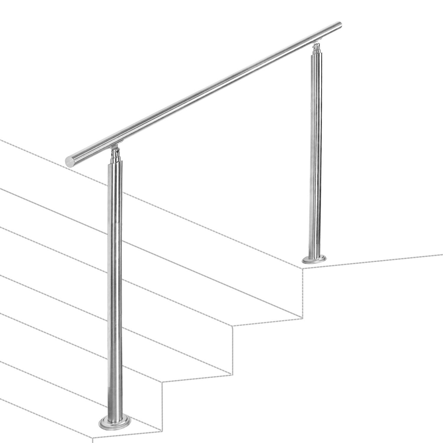 100cm Treppengeländer Edelstahl Handlauf Geländer für Treppen Balkon, ohne Querstreben, Innen & Außen