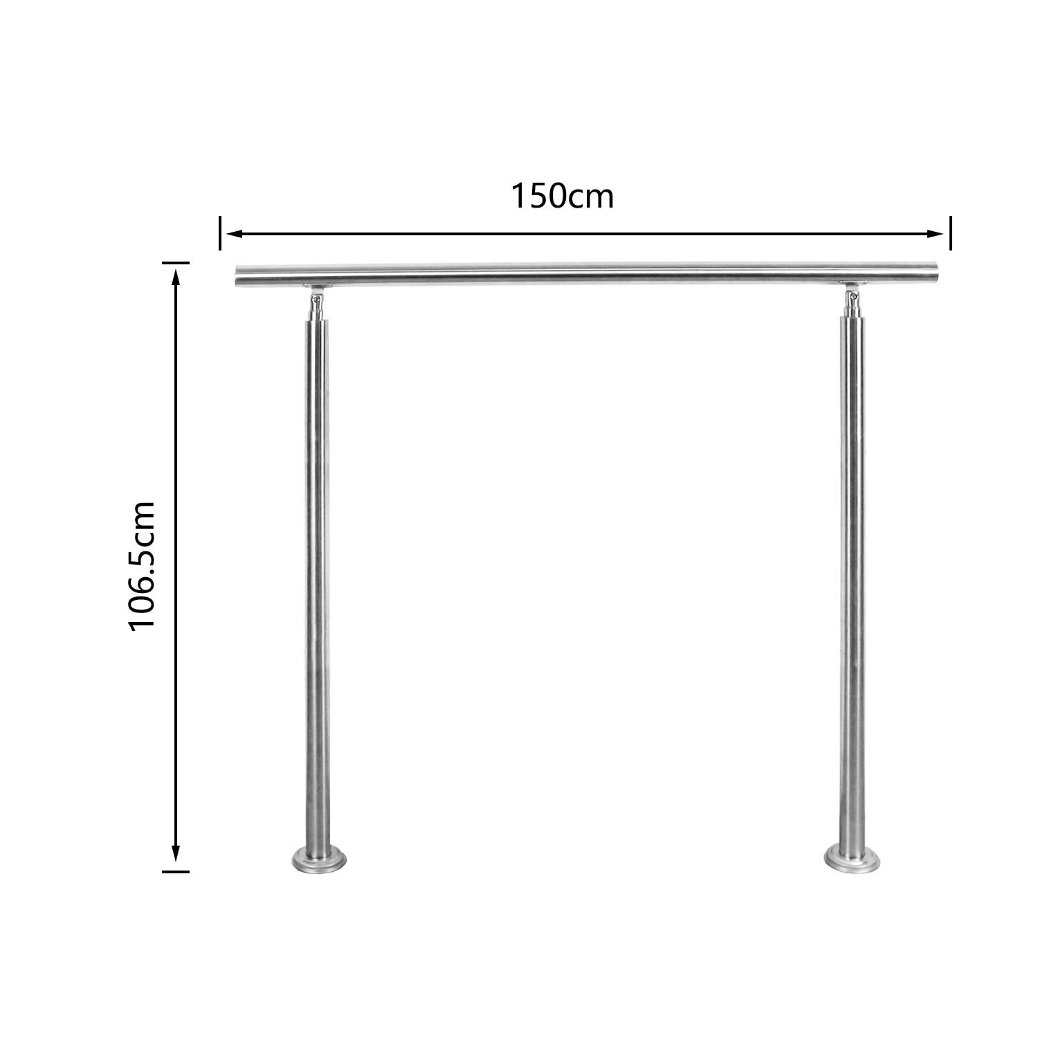 150cm Treppengeländer Edelstahl Handlauf Geländer für Treppen Balkon, ohne Querstreben, Innen & Außen