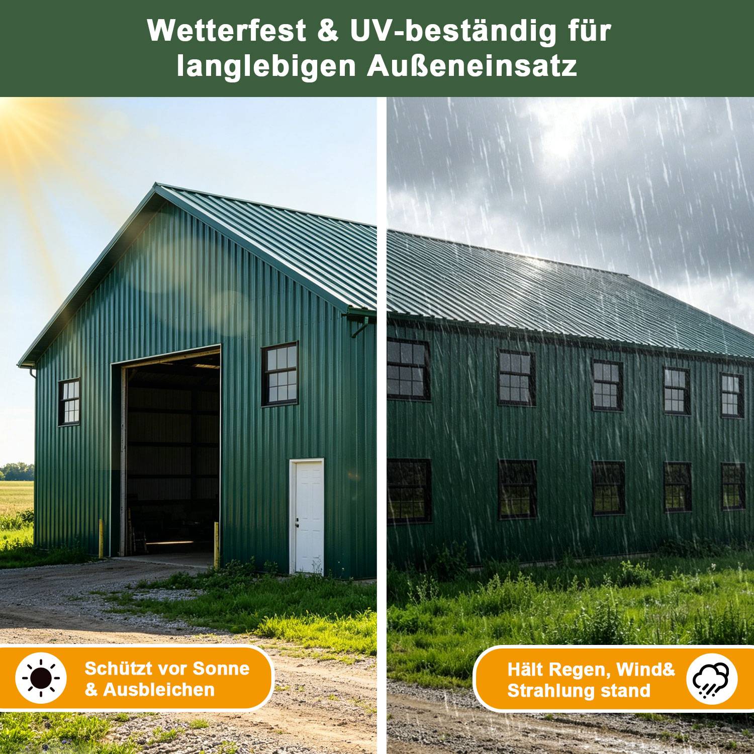 ASA Verbund-Wellplatten 5 Stück Dunkelgrün 117×93 cm, Dachplatten 1,5 mm, witterungsbeständige Wellplatten für Carport, Gartenhaus, Gewächshaus