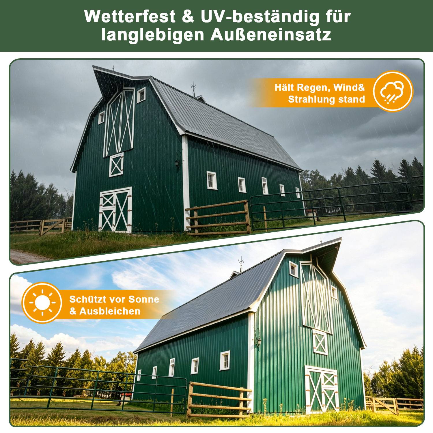 ASA Verbund-Wellplatten 5 Stück Dunkelgrün 117×93 cm, Dachplatten 1,5 mm, witterungsbeständige Wellplatten für Carport, Gartenhaus, Gewächshaus