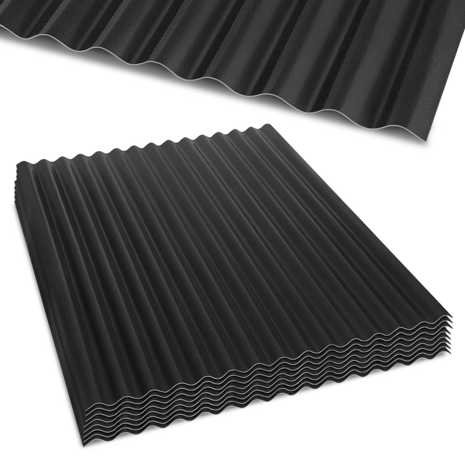 ASA Verbund-Wellplatten 8 Stück Anthrazitgrau 117×93 cm, Dachplatten 1,5 mm, wetterfeste Wellplatten aus ASA Harz für Carport, Gartenhaus, Gewächs