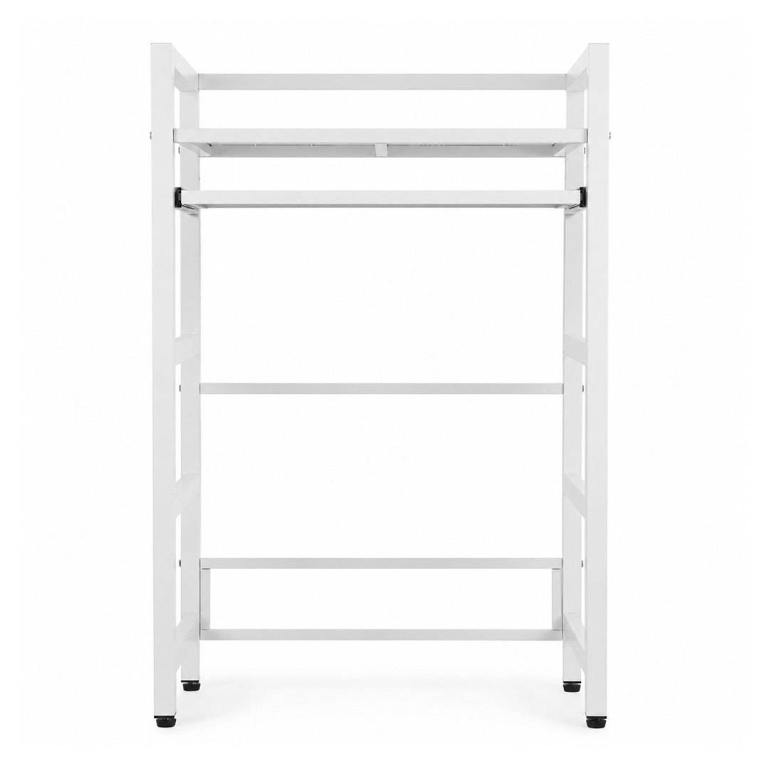 Waschmaschinenregal 72x64x115cm mit ausziehbare Ablage Weiß, Regal über Waschmaschine, Aufbewahrungsorganisator