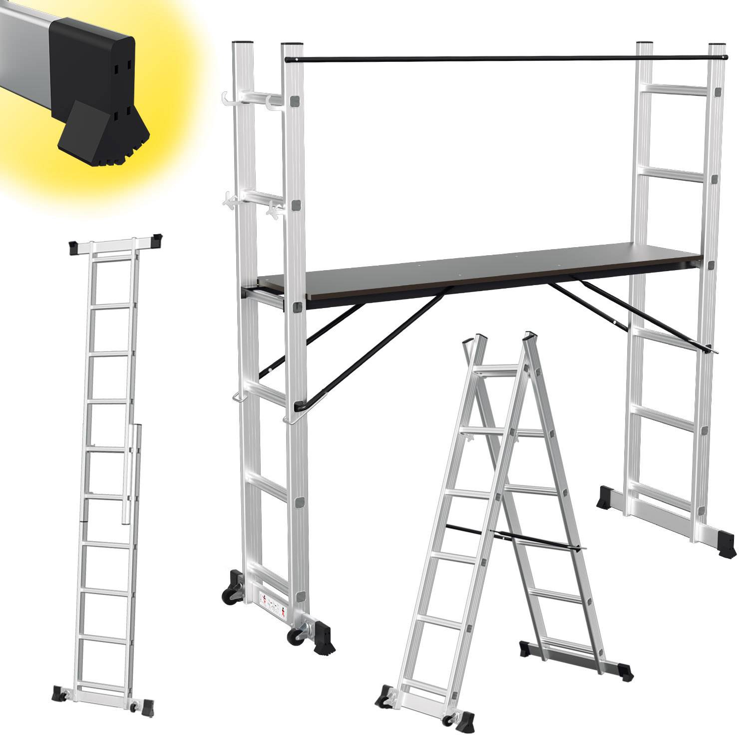 Arbeitsgerüst Baugerüst Arbeitsbühne Leiter Gerüst Stehleiter Multigerüst,Silber