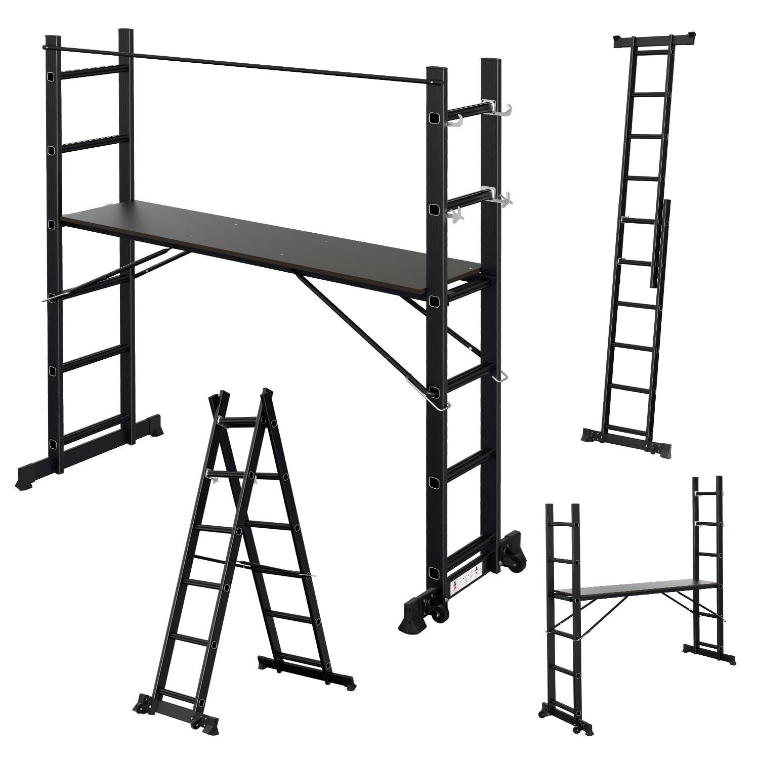 Arbeitsgerüst Baugerüst Arbeitsbühne Leiter Gerüst Stehleiter Multigerüst,Schwarz