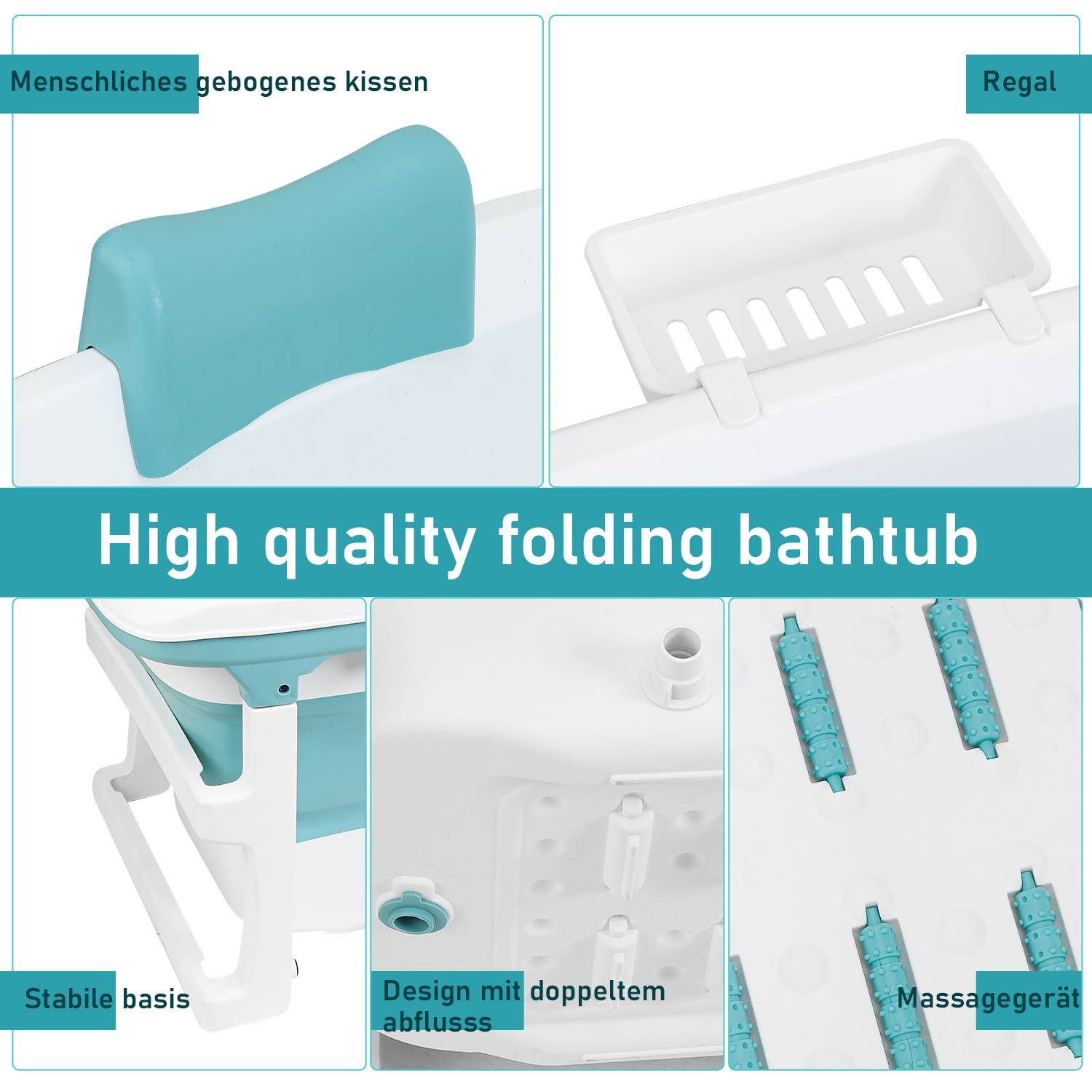 Badewanne Erwachsene 149x60x50cm Faltbare Mobile Badewanne Tragbar mit Abdeckung für Dusche Spa