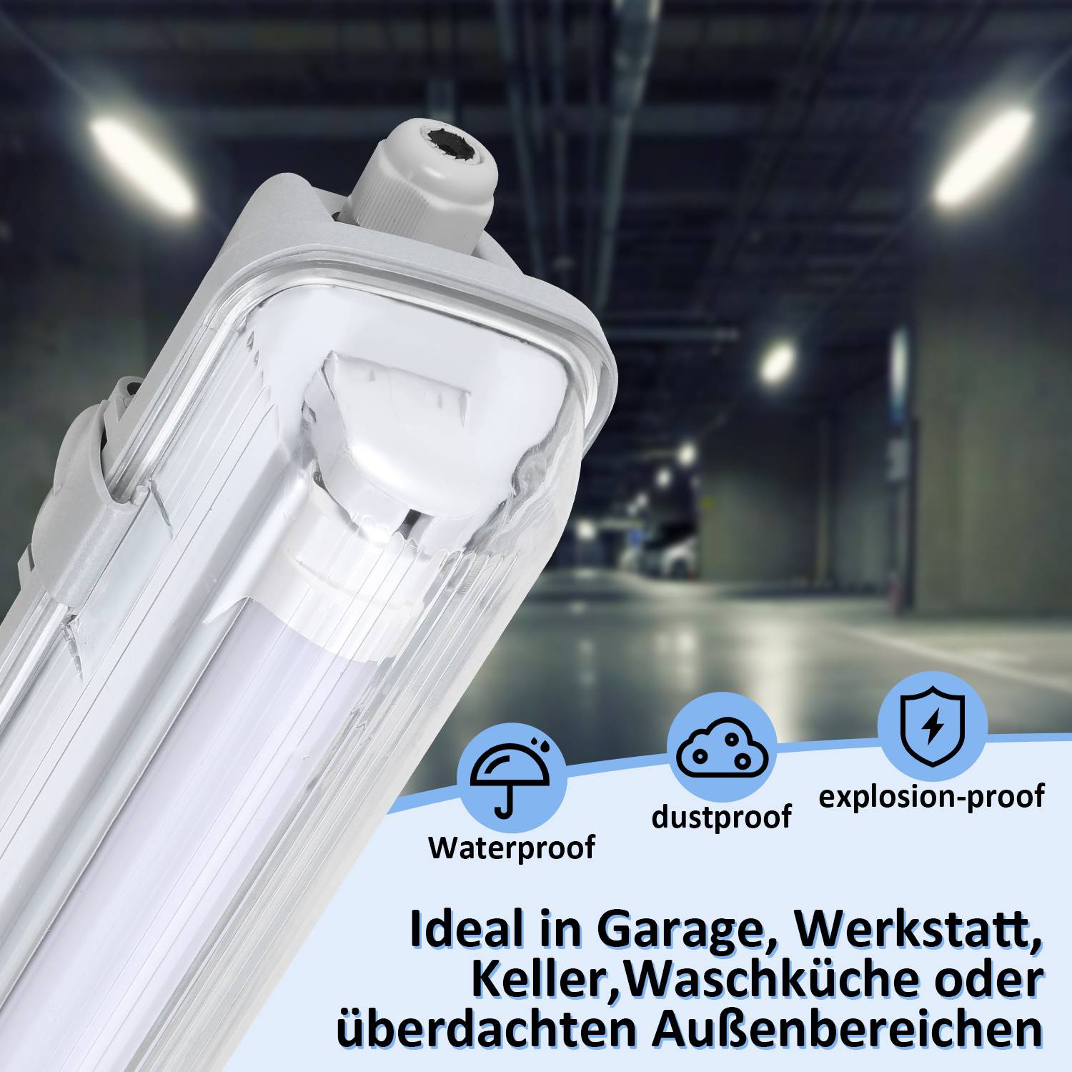LED Feuchtraumleuchte 4er Set IP65 - T8/G13 Wannenleuchte 120 cm - 18W pro Stück - 4000K Neutralweiß - 1800 lm