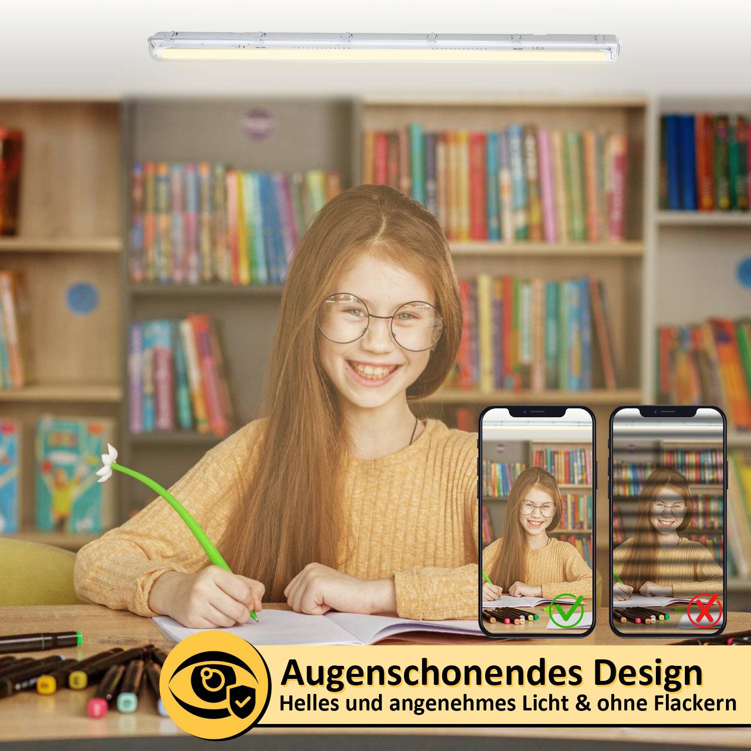 LED Feuchtraumleuchte 2-flammig IP65 24W 150 cm T8 G13, Neutralweiß 4000K, für Keller Garage Werkstatt
