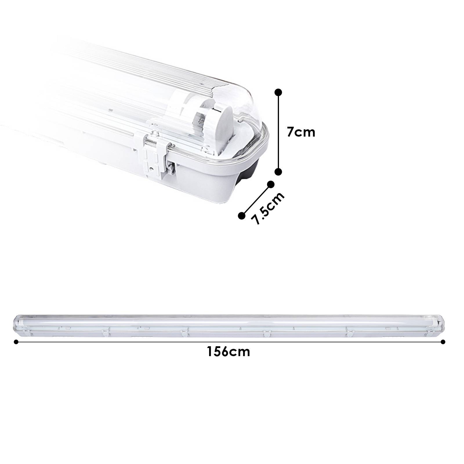 LED Feuchtraumleuchte 10er Set IP65 - T8/G13 Wannenleuchte 150 cm - 24W pro Stück - 6500K Kaltweiß - 2400 lm