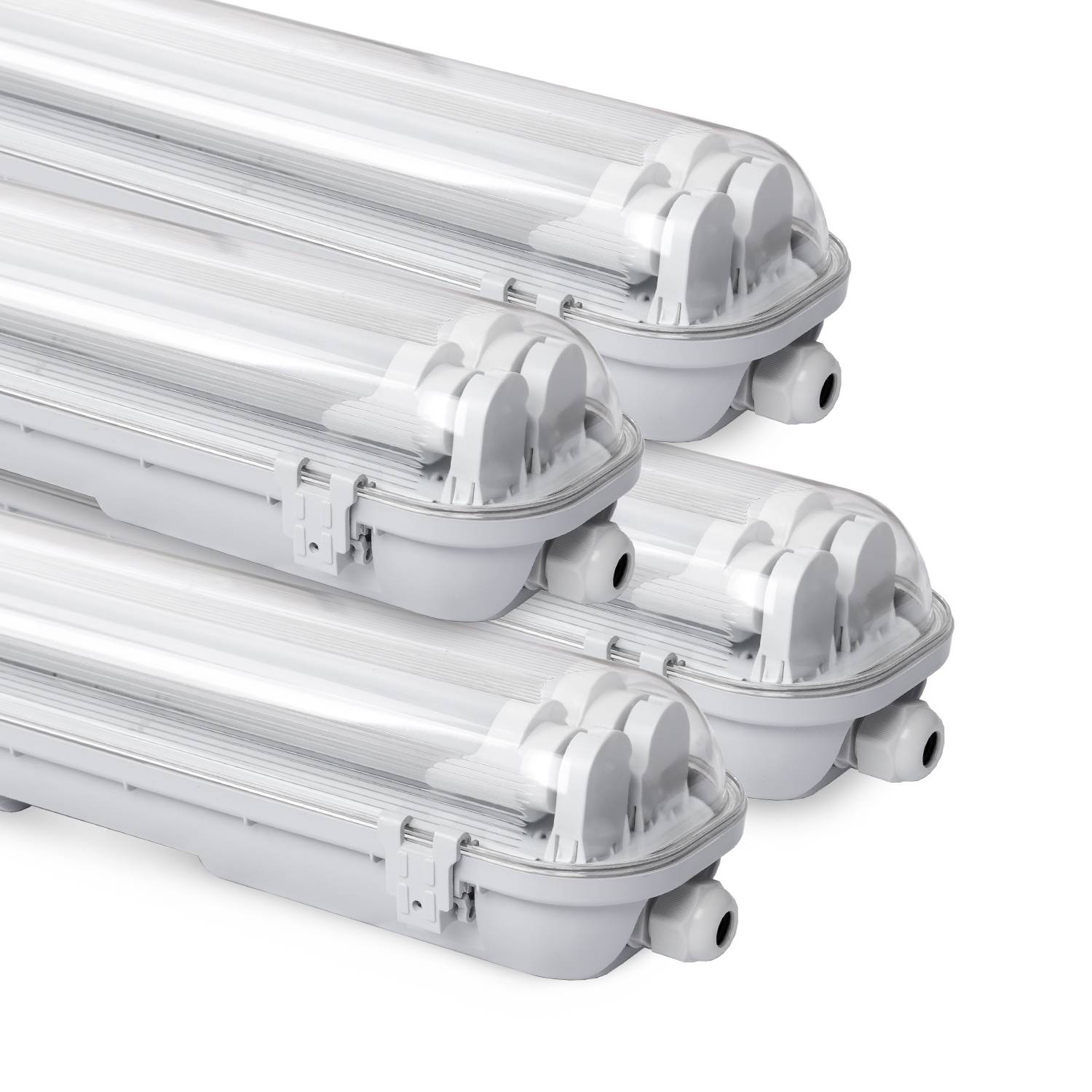 Doppelte LED Feuchtraumleuchte 4er Set IP65 - T8/G13 Wannenleuchte 120 cm - 2 x 18W / 36W pro Stück - 4000K Neutralweiß - 3600 lm