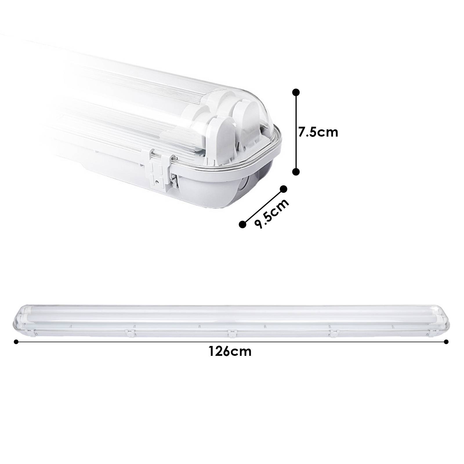 Doppelte LED Feuchtraumleuchte 6er Set IP65 - T8/G13 Wannenleuchte 120 cm - 2 x 18W / 36W pro Stück - 4000K Neutralweiß - 3600 lm