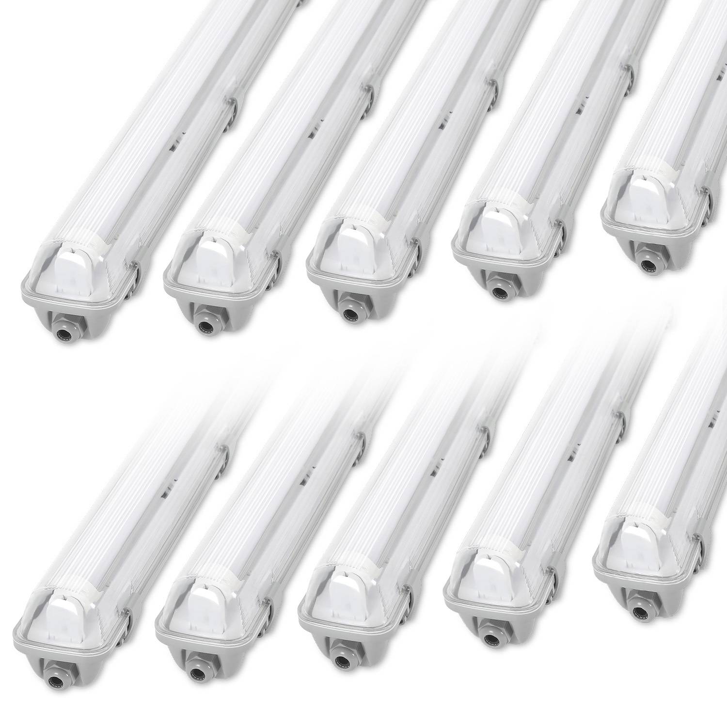LED Feuchtraumleuchte 10er Set IP65 - T8/G13 Wannenleuchte 120 cm - 18W pro Stück - 4000K Neutralweiß - 1800 lm