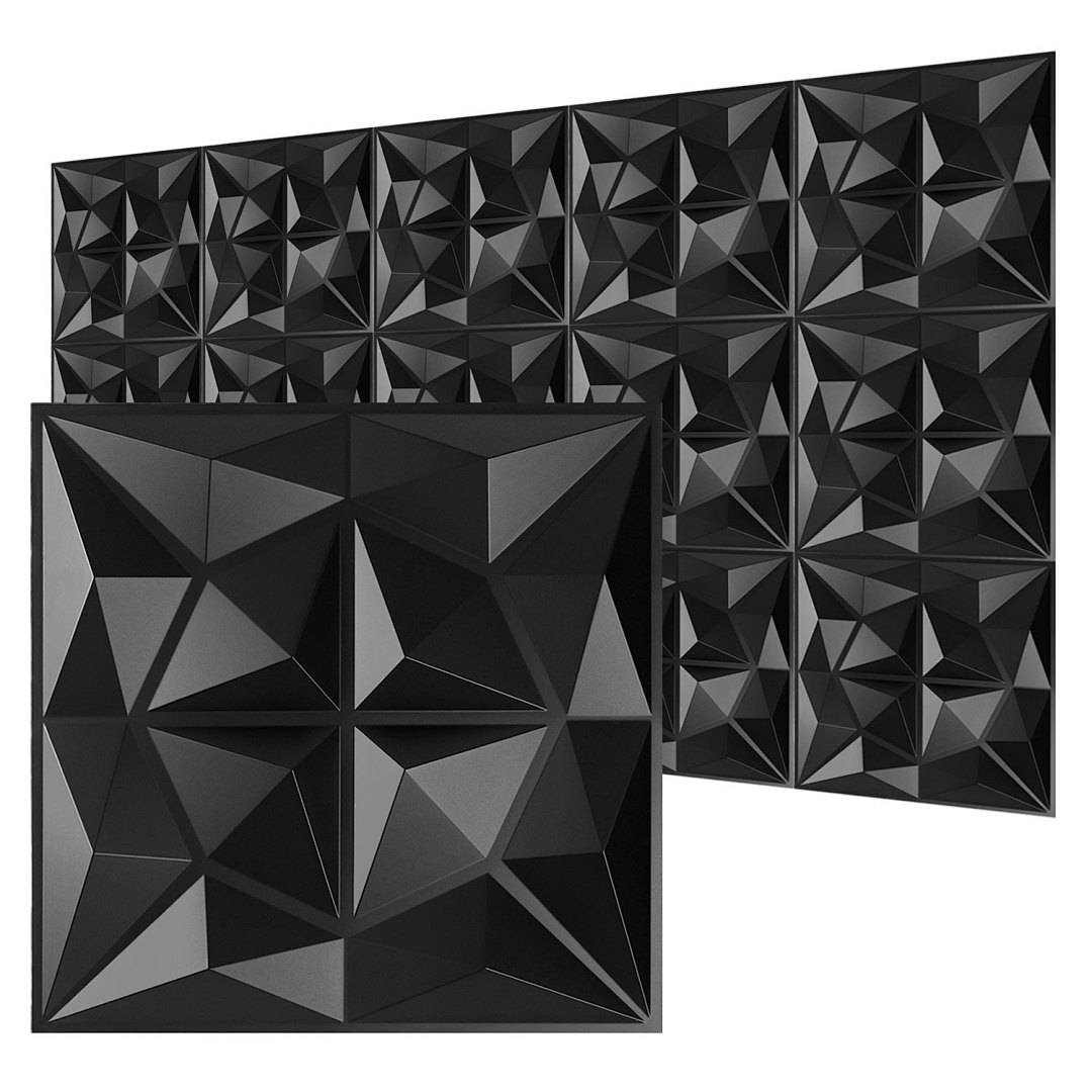 3D PVC Wandpaneele 30*30cm Schwarz Diamant Optik Wandverkleidung Zuschneidbar Innen