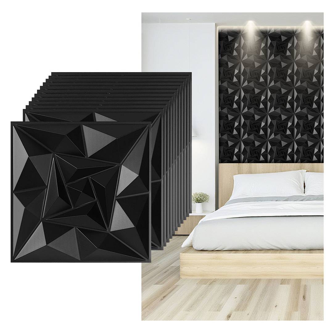 3D Wandpaneele Schwarz 50*50cm Wirbel Design PVC Großformat Wandverkleidung
