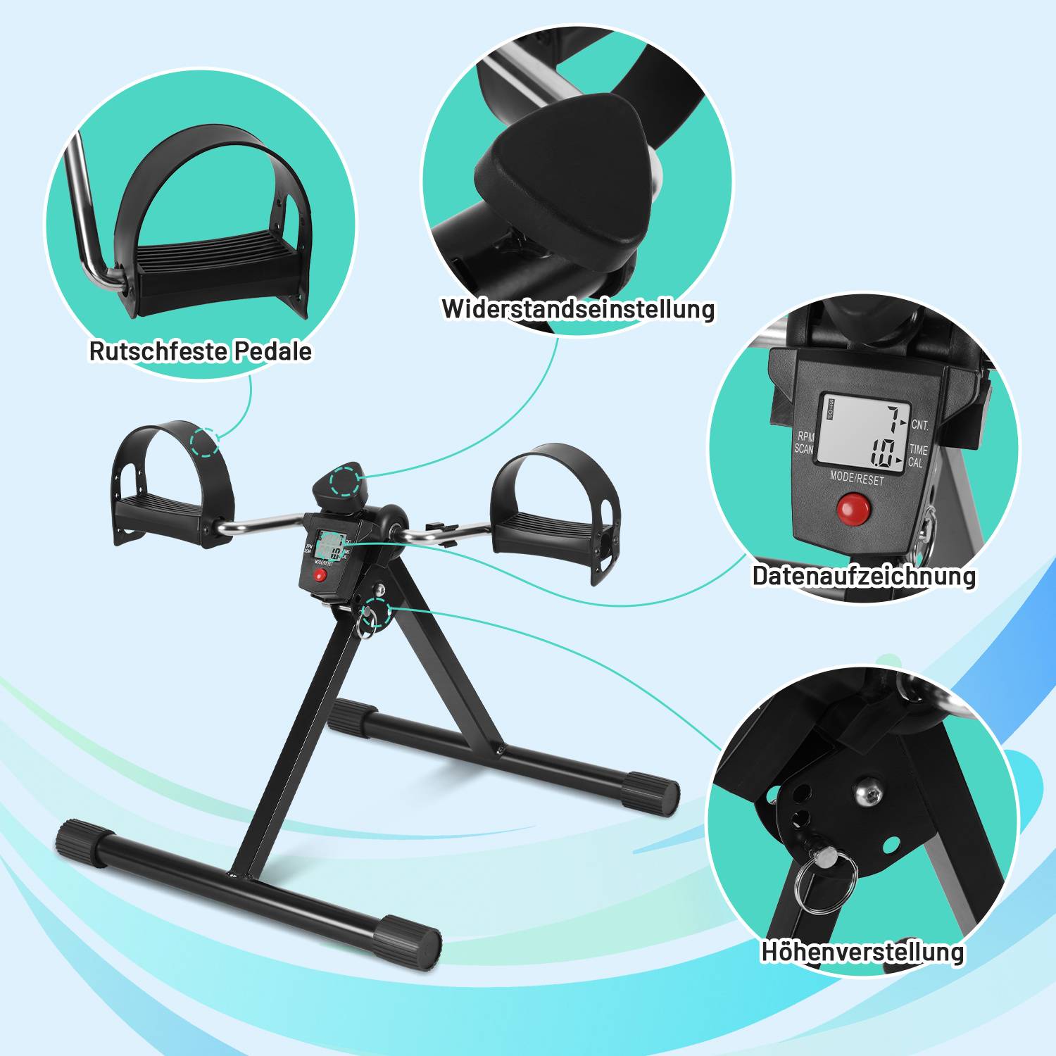 Mini-Heimtrainer Pedaltrainer Klappbar mit LCD Display, Fitness Fahrrad für Arme und Beine, Armtrainer Beintrainer für Zuhause und Büro