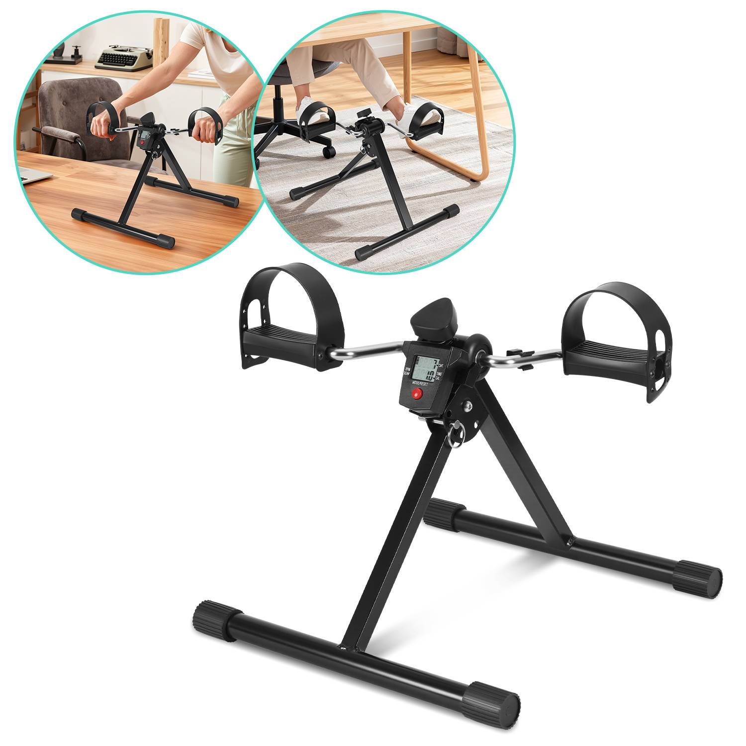 Mini-Heimtrainer Pedaltrainer Klappbar mit LCD Display, Fitness Fahrrad für Arme und Beine, Armtrainer Beintrainer für Zuhause und Büro