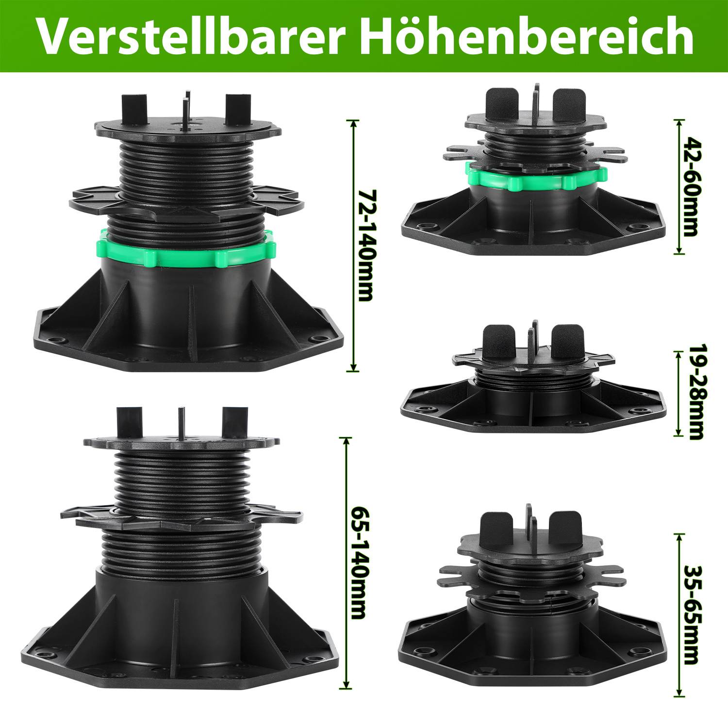 100x Stelzlager 19-28 mm höhenverstellbar, Plattenlager aus PP für Terrassenplatten Terrasse Balkon
