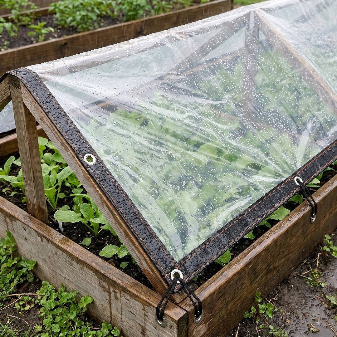 2x Transparente Plane mit Ösen wasserdichte Abdeckplane aus PE wetterfest und UV-beständig für Garten Balkon Terrasse Gewächshaus und Pavillon 2