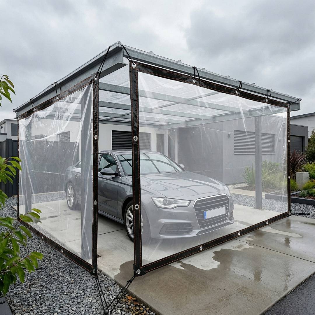 2x Transparente Plane mit Ösen wasserdichte Abdeckplane aus PE wetterfest und UV-beständig für Garten Balkon Terrasse Gewächshaus und Pavillon 2