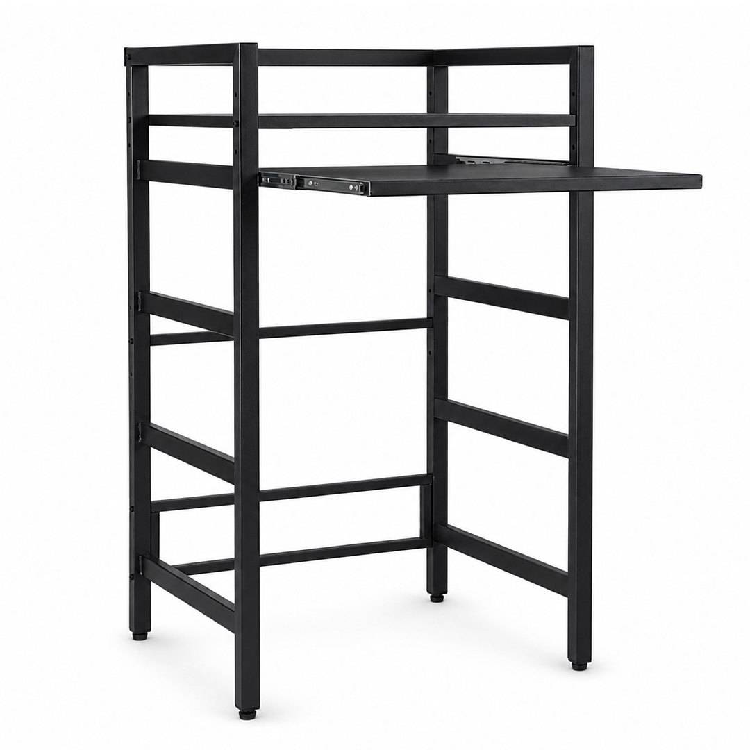 Waschmaschinenregal 72x64x115cm mit ausziehbare Ablage Schwarz, Regal über Waschmaschine, Aufbewahrungsorganisator