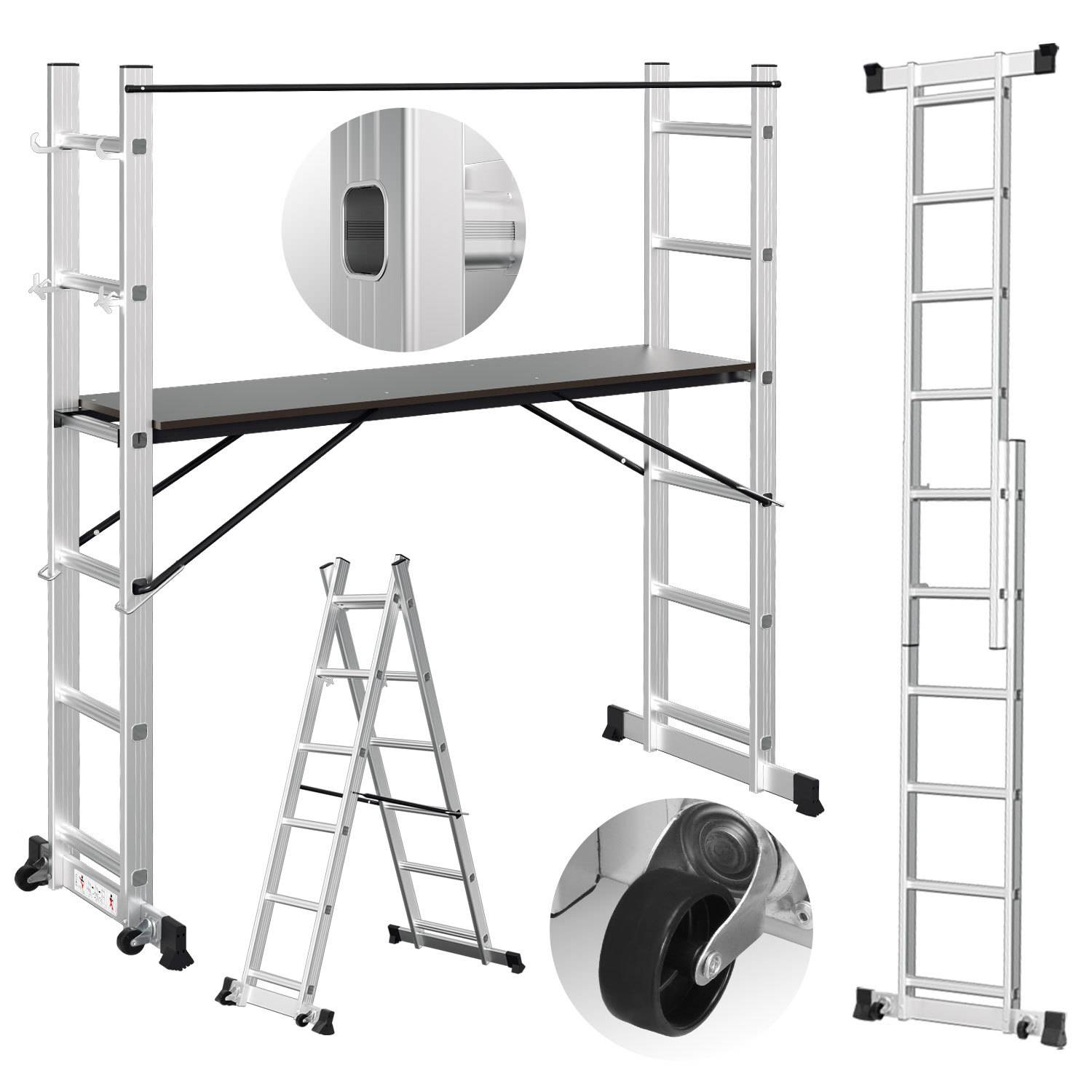 Arbeitsgerüst Baugerüst Arbeitsbühne Leiter Gerüst Stehleiter Multigerüst,Silber