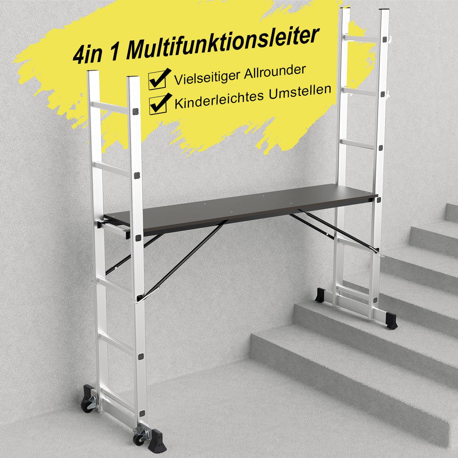 Arbeitsgerüst Baugerüst Arbeitsbühne Leiter Gerüst Stehleiter Multigerüst,Silber