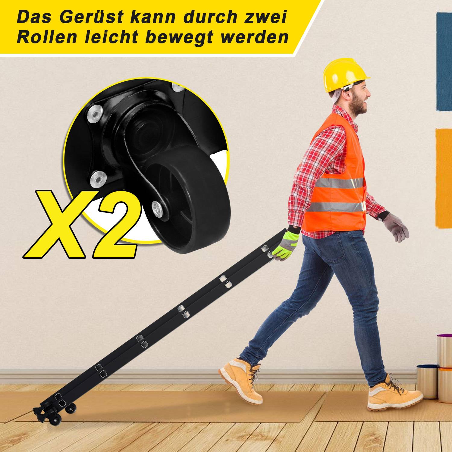 Arbeitsgerüst Baugerüst Arbeitsbühne Leiter Gerüst Stehleiter Multigerüst,Schwarz