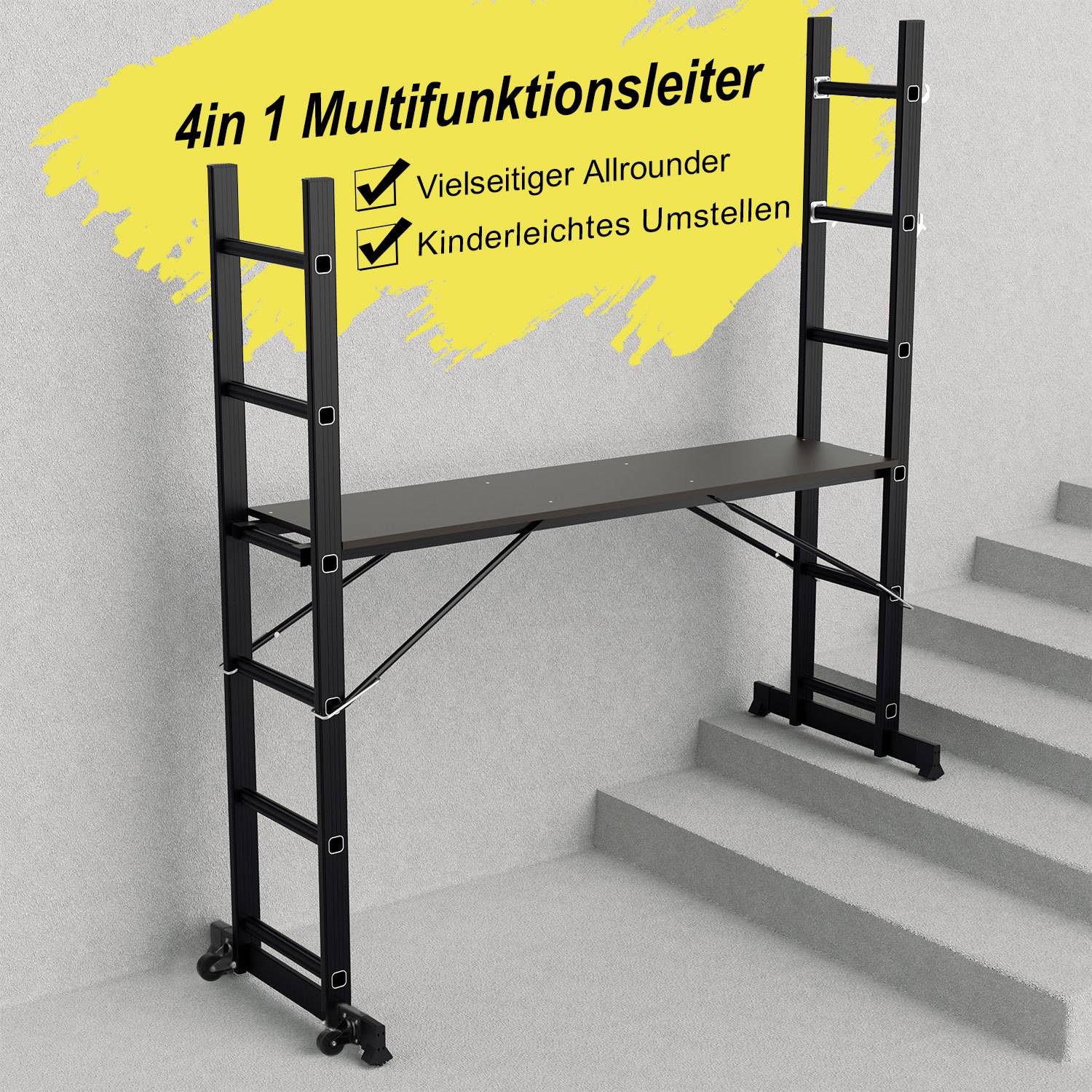 Arbeitsgerüst Baugerüst Arbeitsbühne Leiter Gerüst Stehleiter Multigerüst,Schwarz