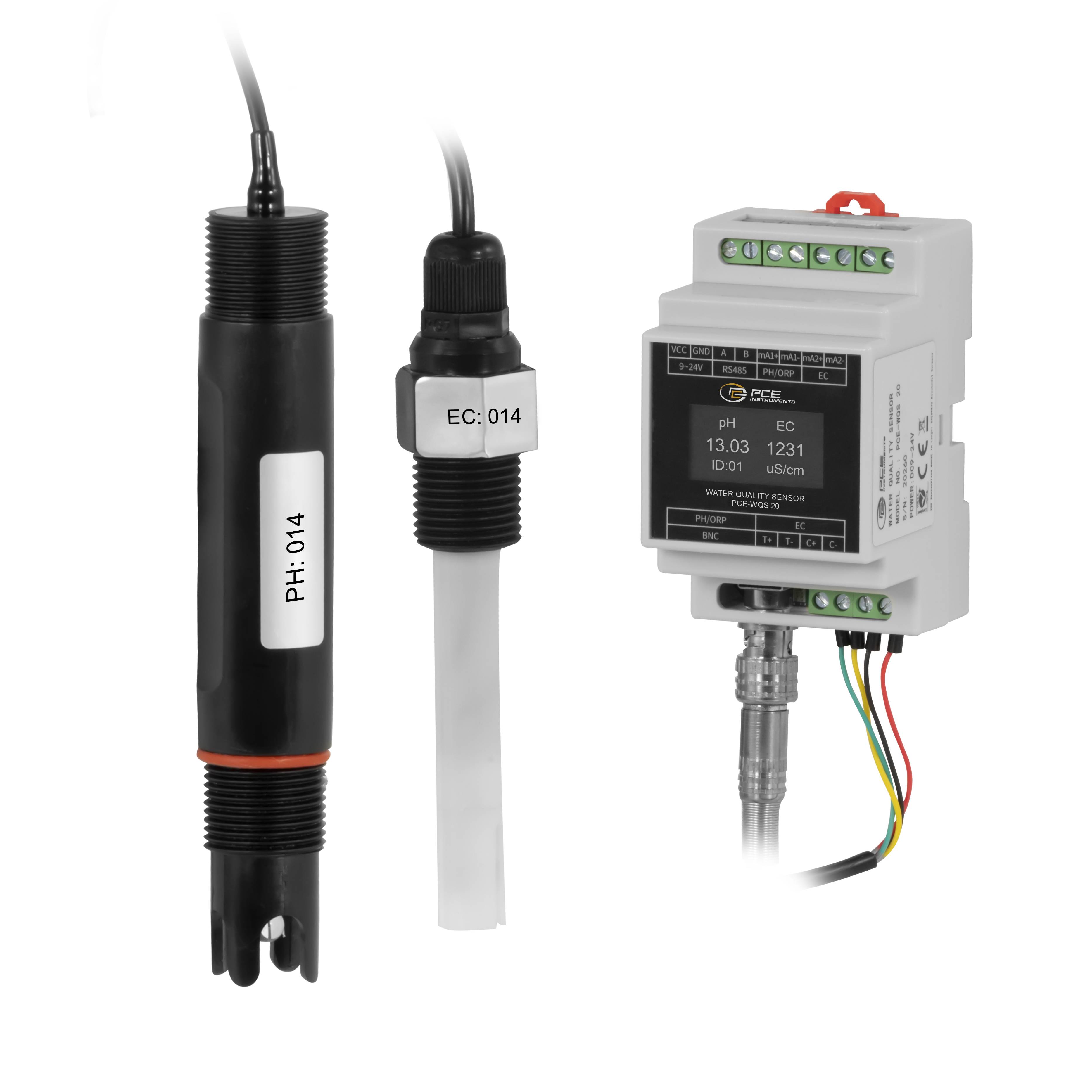 PCE Instruments Wasserqualitätssensor PCE-WQS 20 |Leitfähigkeit 0 … 5000 µS/cm |pH 0 ... 14 |Robuste Elektroden