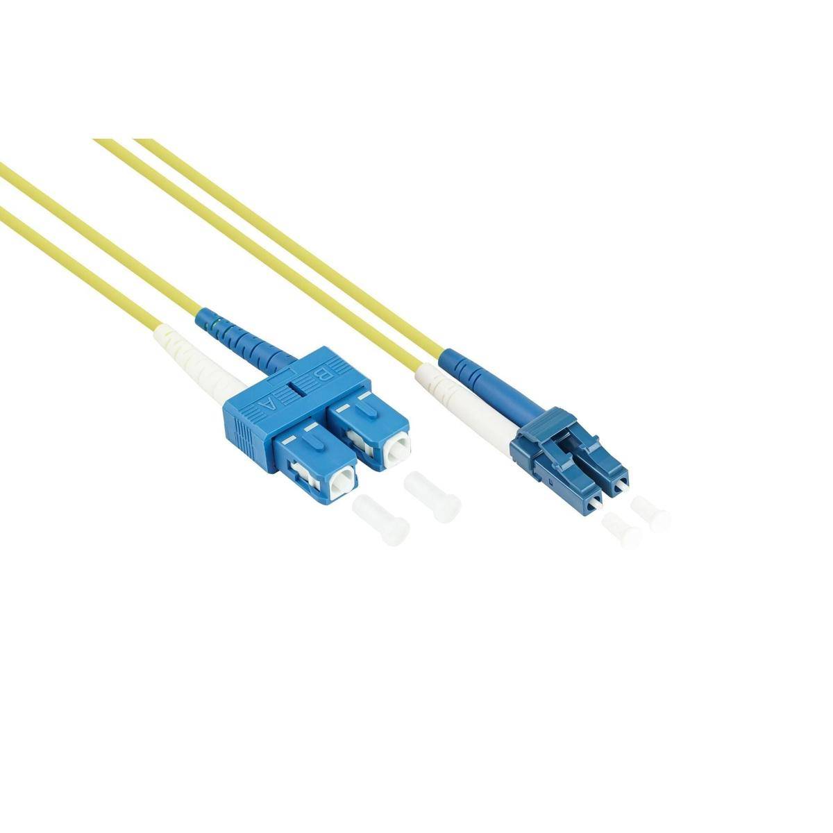 VARIA LWL Patchkabel OS2, Duplex, LC Stecker an SC Stecker, gelb, 5m