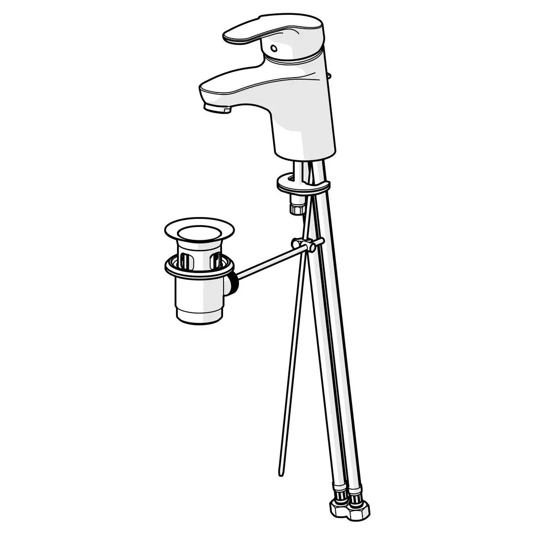 Hansa Einhebelmischer Waschtischbatterie HANSAMIX 0109 Zugstangenablaufgarnitur, Ausladung 141 mm, DN15, chrom, 1 Stk.