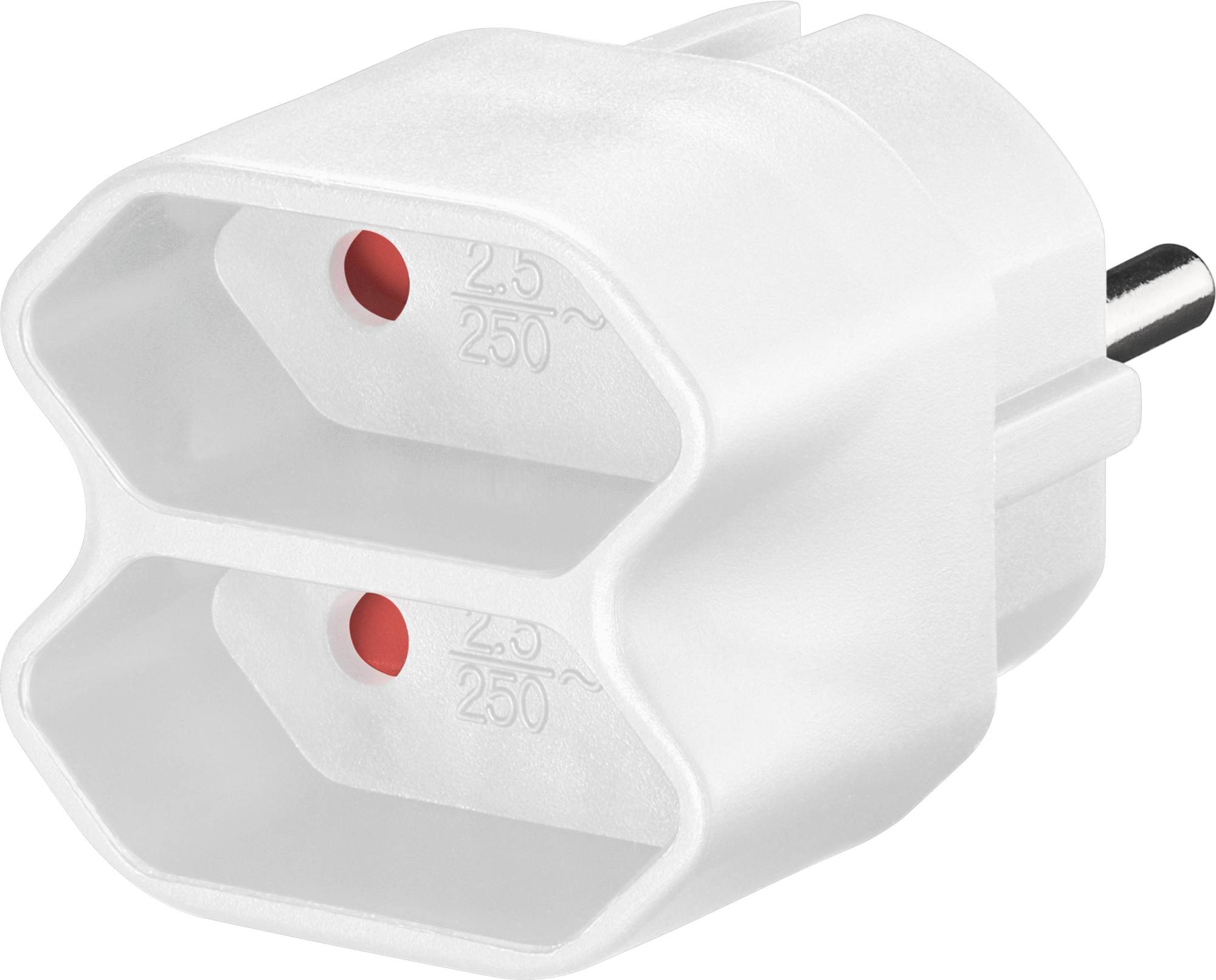 10x Goobay 51000 Steckdosenadapter, Weiß - kompakter Mehrfach-Steckdosenadapter mit 2x Eurostecker (Typ C, CEE 7/16)