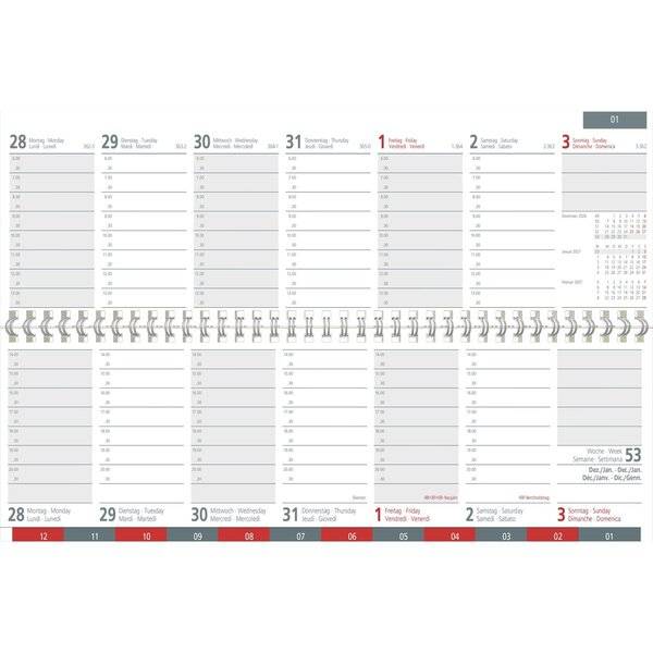 Tischquerkalender 166 32x10,5cm 1 Woche/2 Seiten Register 2027