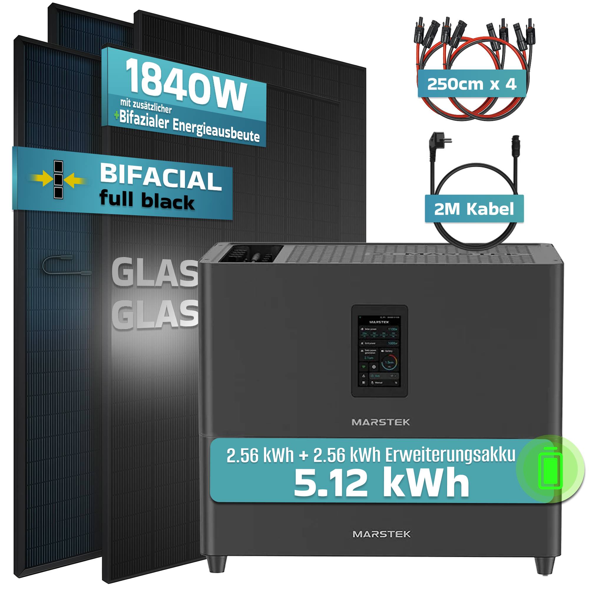 2000 / 800 Watt mit Marstek 5.12 kWh Speicher
