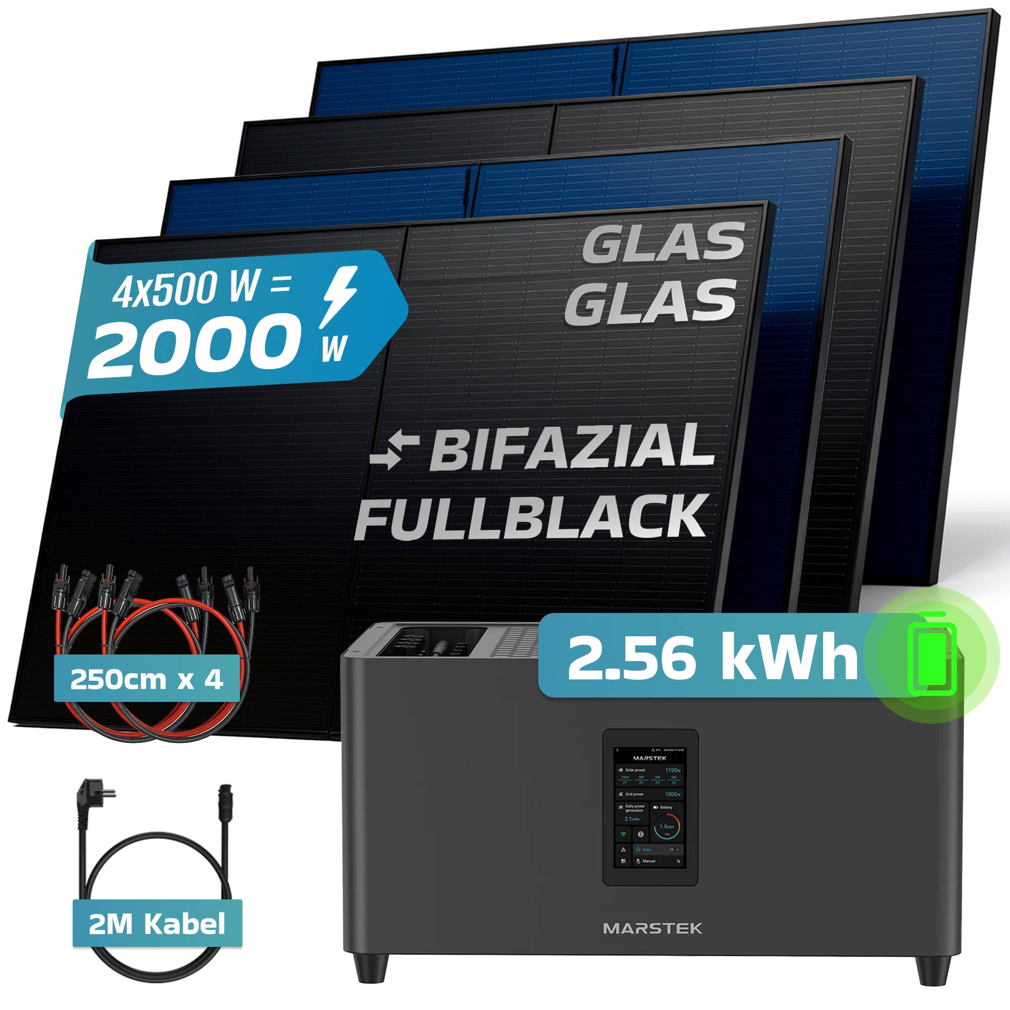 1840 / 800 Watt mit Marstek 2.56 kWh Speicher
